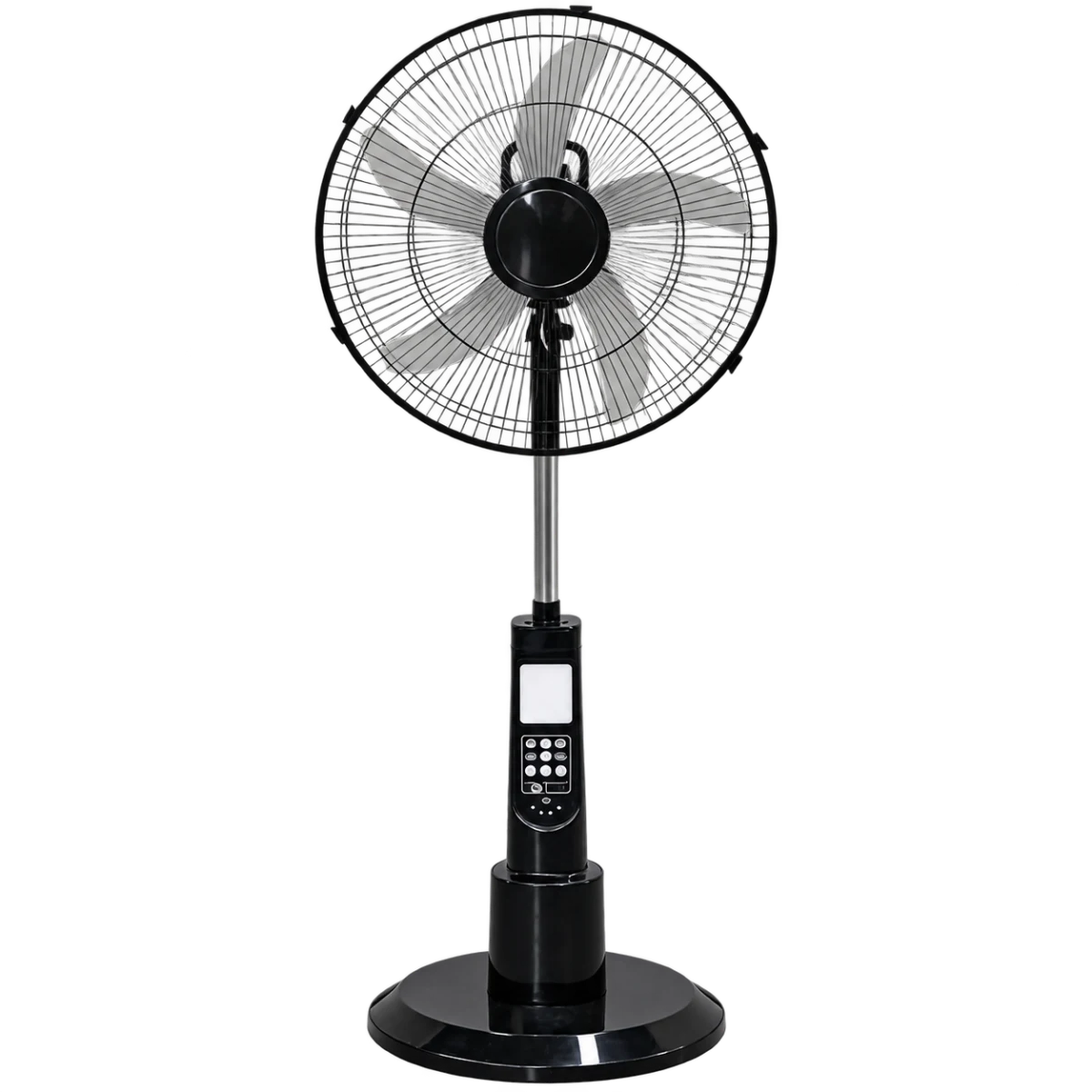 Illustrative transparent product cutout of the black S600 18-inch standing solar fan